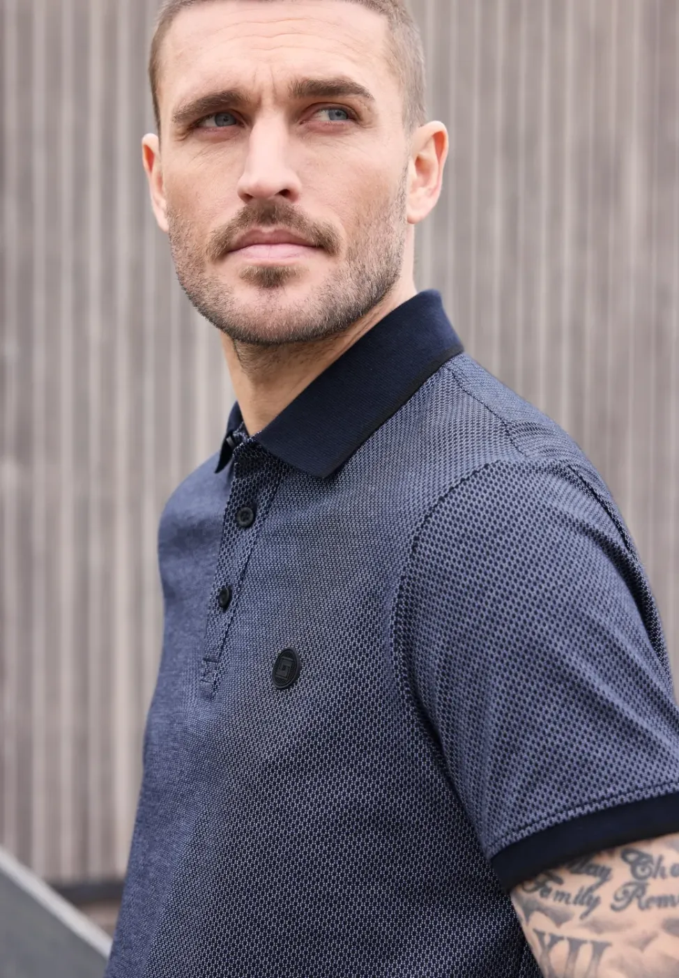 Jacquard polo met korte mouwen