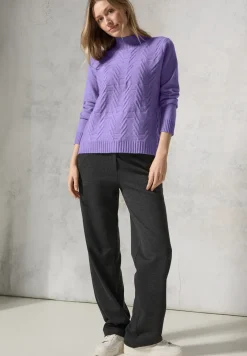 Jaquard trui in effen kleur