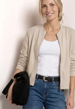 Jas met lange mouwen in gebreide look met ritssluiting