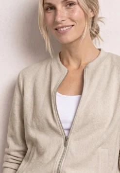 Jas met lange mouwen in gebreide look met ritssluiting