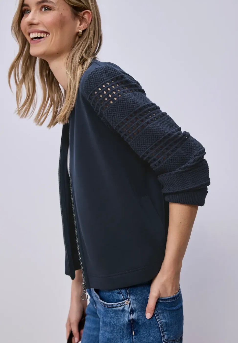 Jas met lange mouwen in Silk-Look