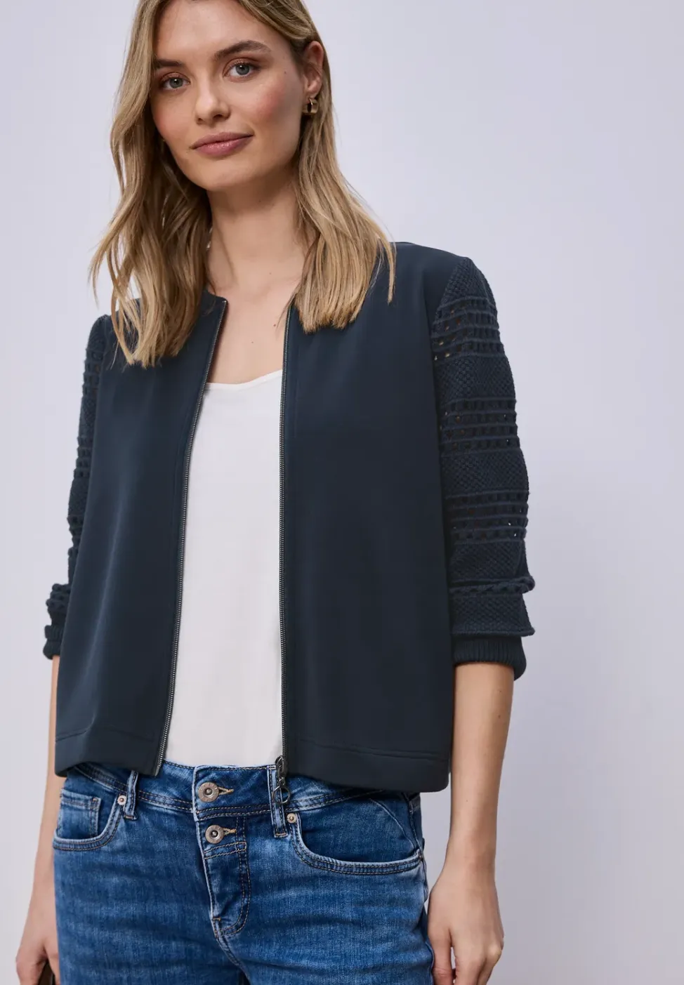 Jas met lange mouwen in Silk-Look