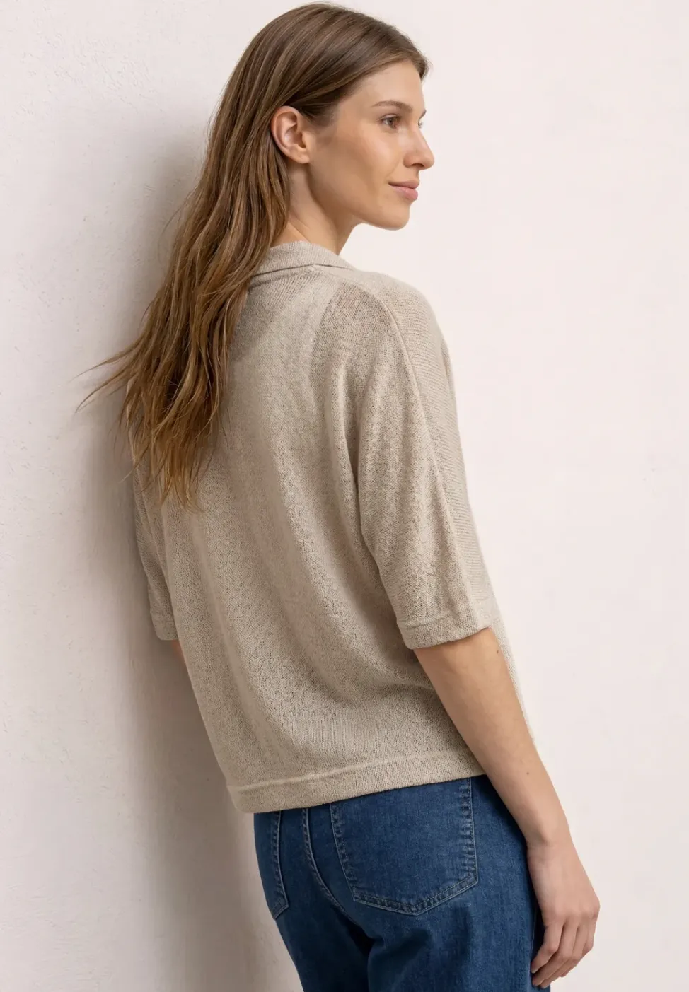 Jas met korte mouwen in gebreide look met glitters