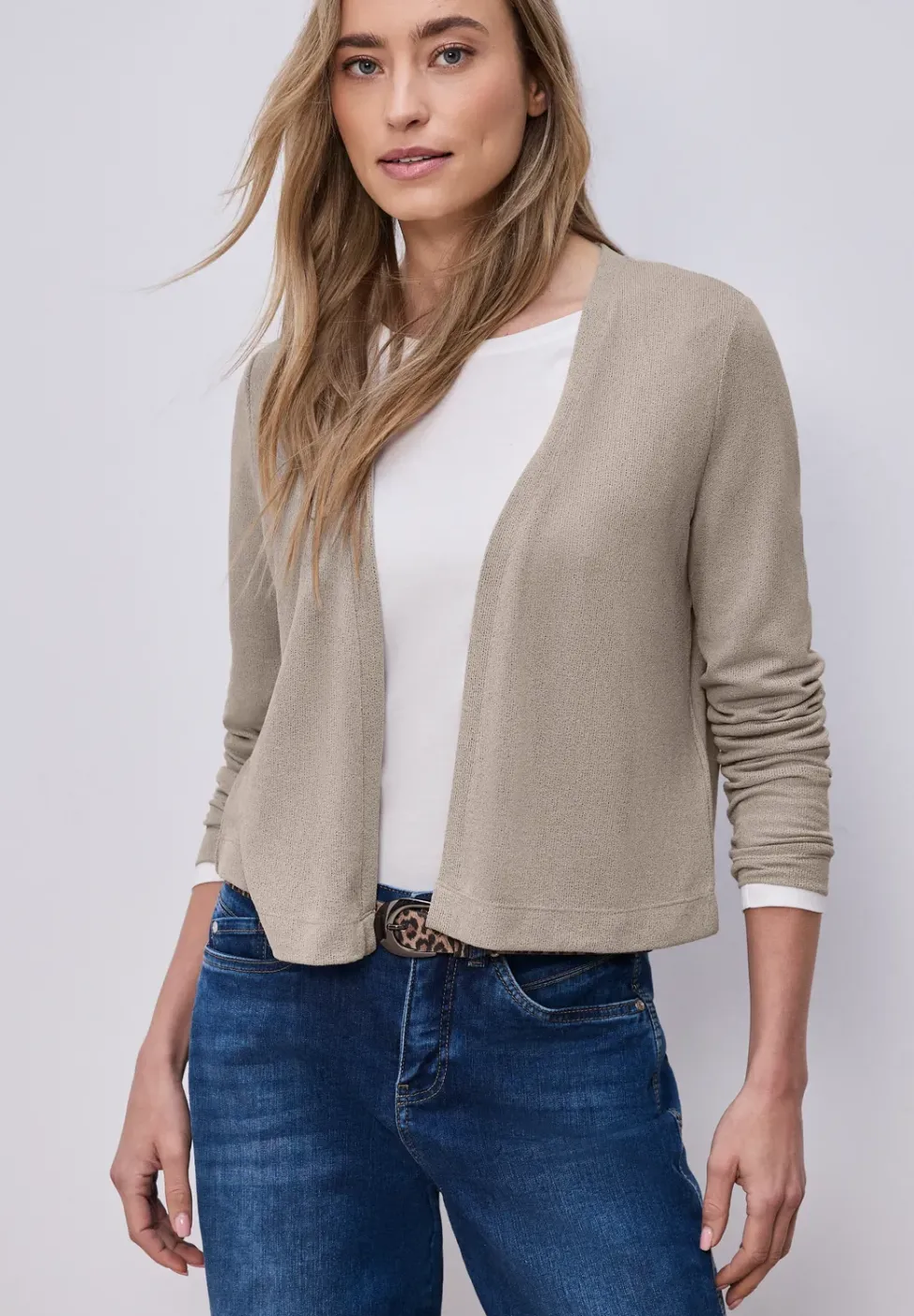 Jas met lange mouwen in gebreide look