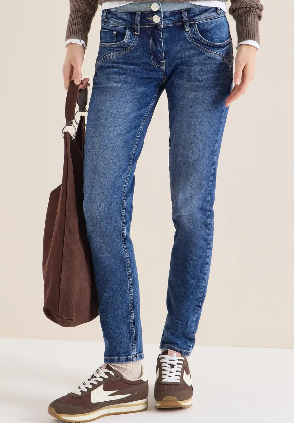 Jeans met dubbele tailleband