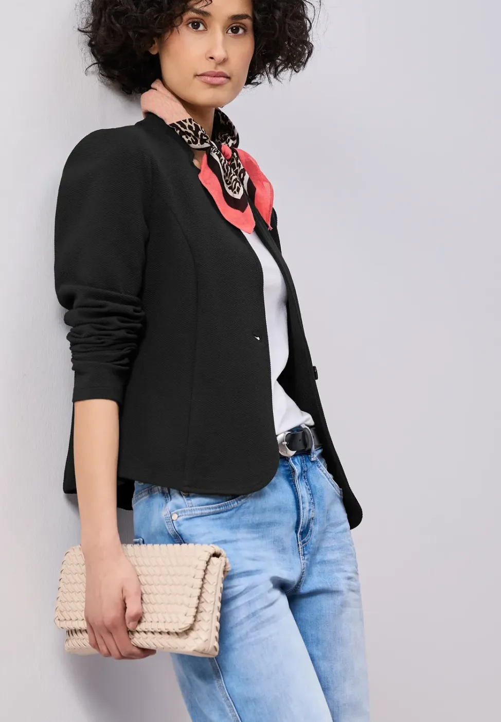 Jersey blazer met structuur