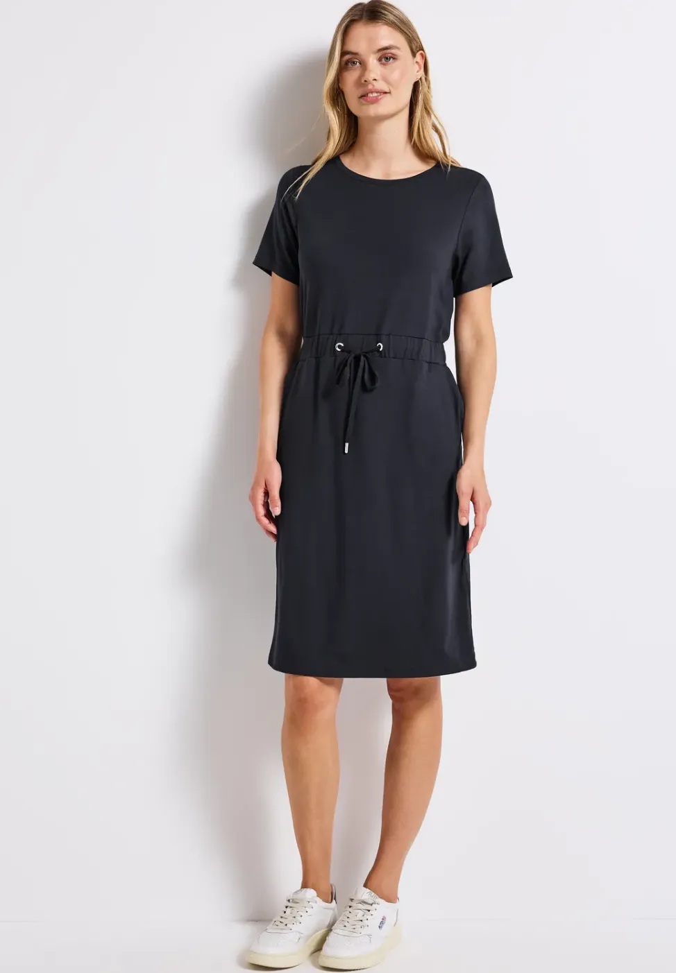 Jersey jurk met trekkoord