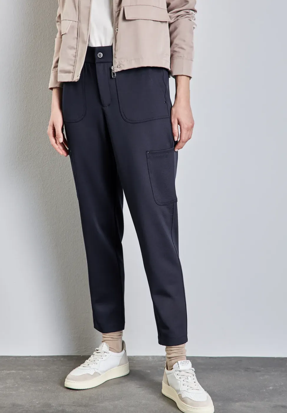 Jersey keperstof cargo broek