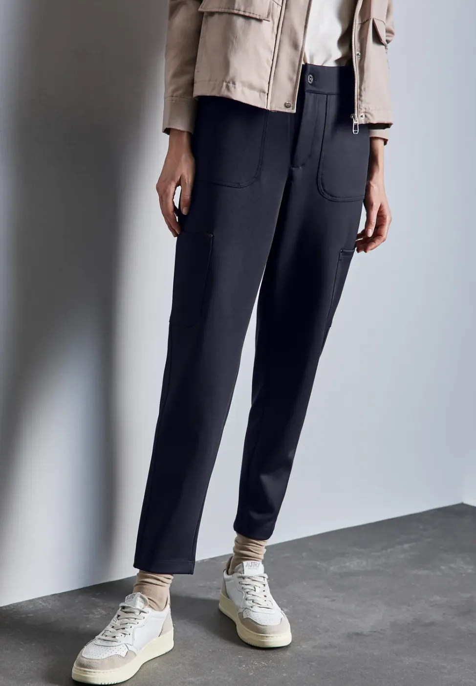 Jersey keperstof cargo broek