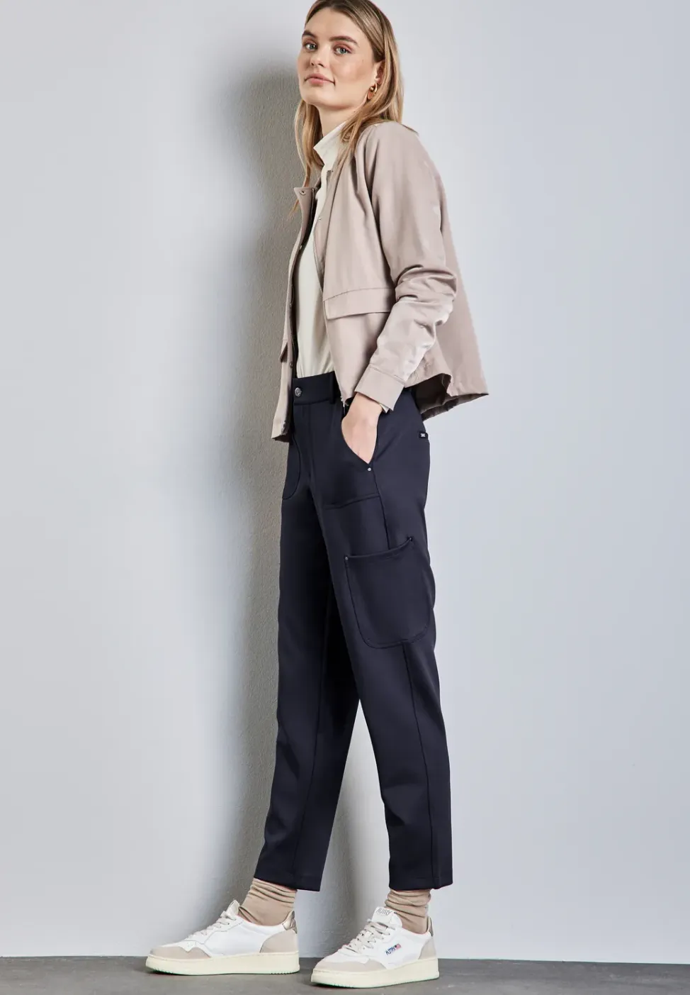 Jersey keperstof cargo broek