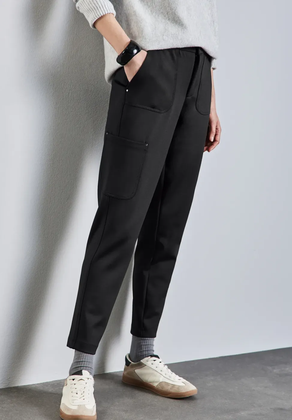 Jersey keperstof cargo broek