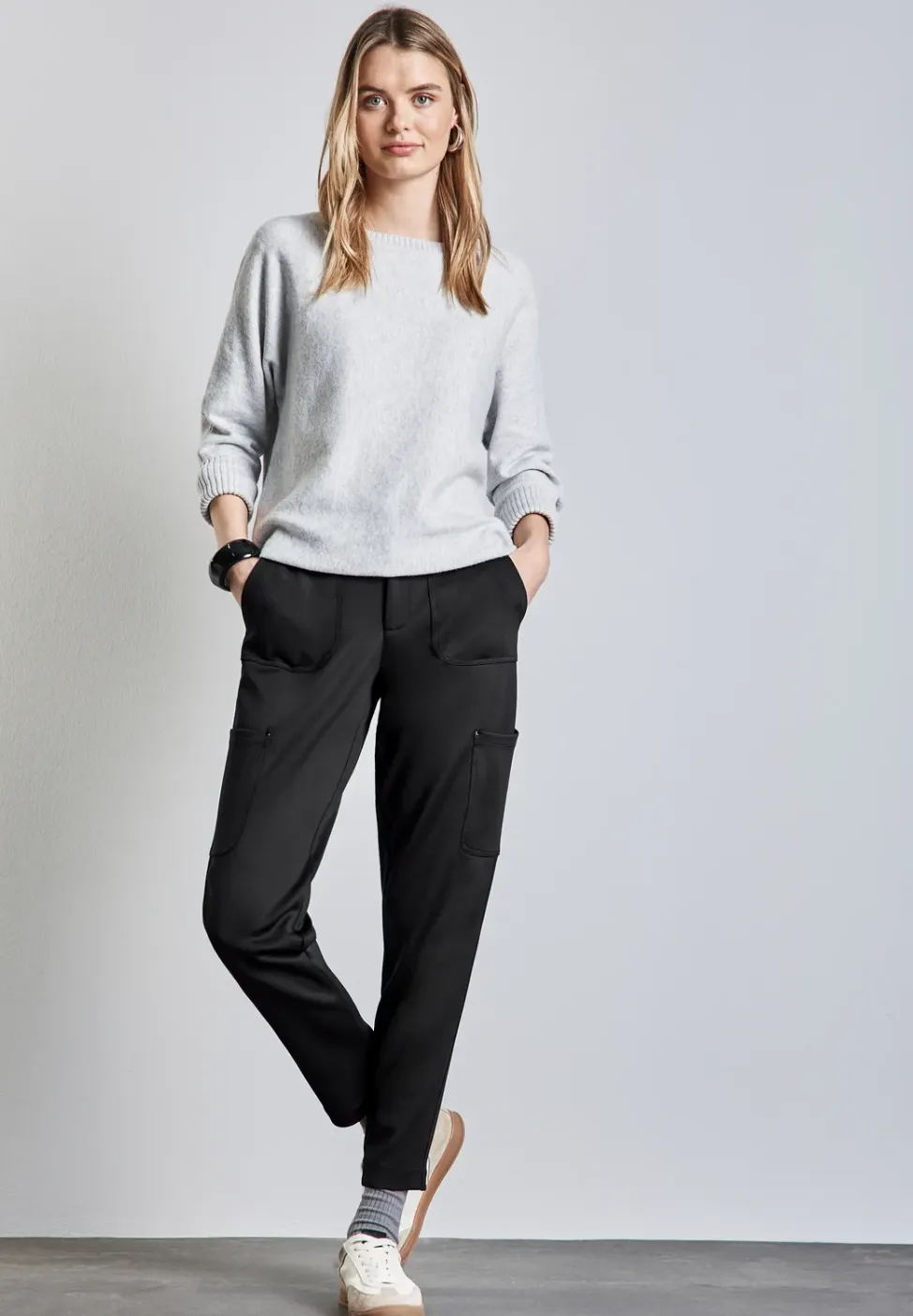Jersey keperstof cargo broek