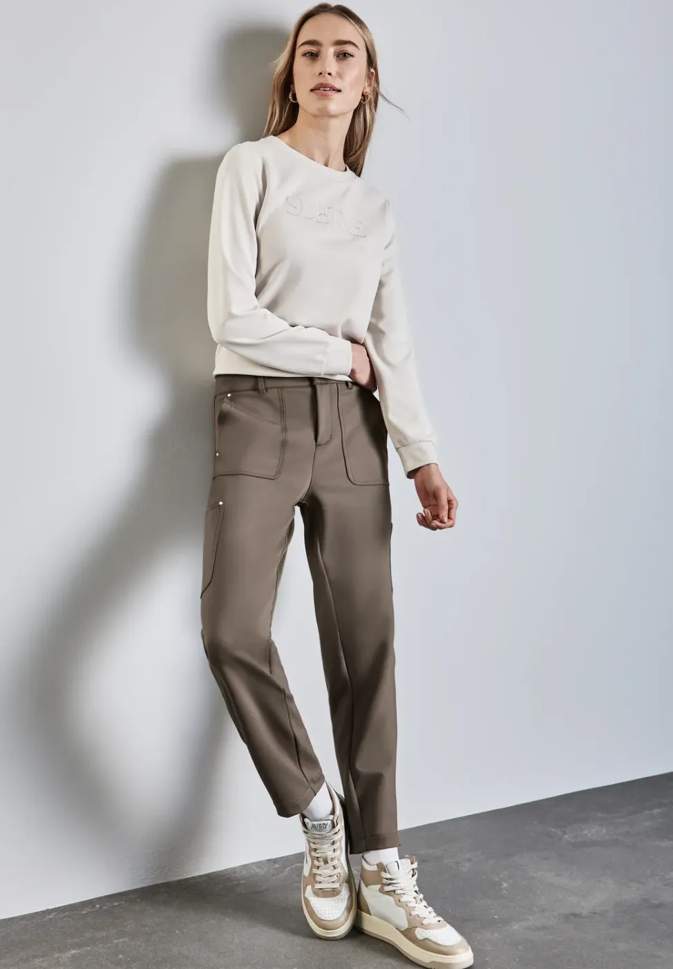 Jersey keperstof cargo broek