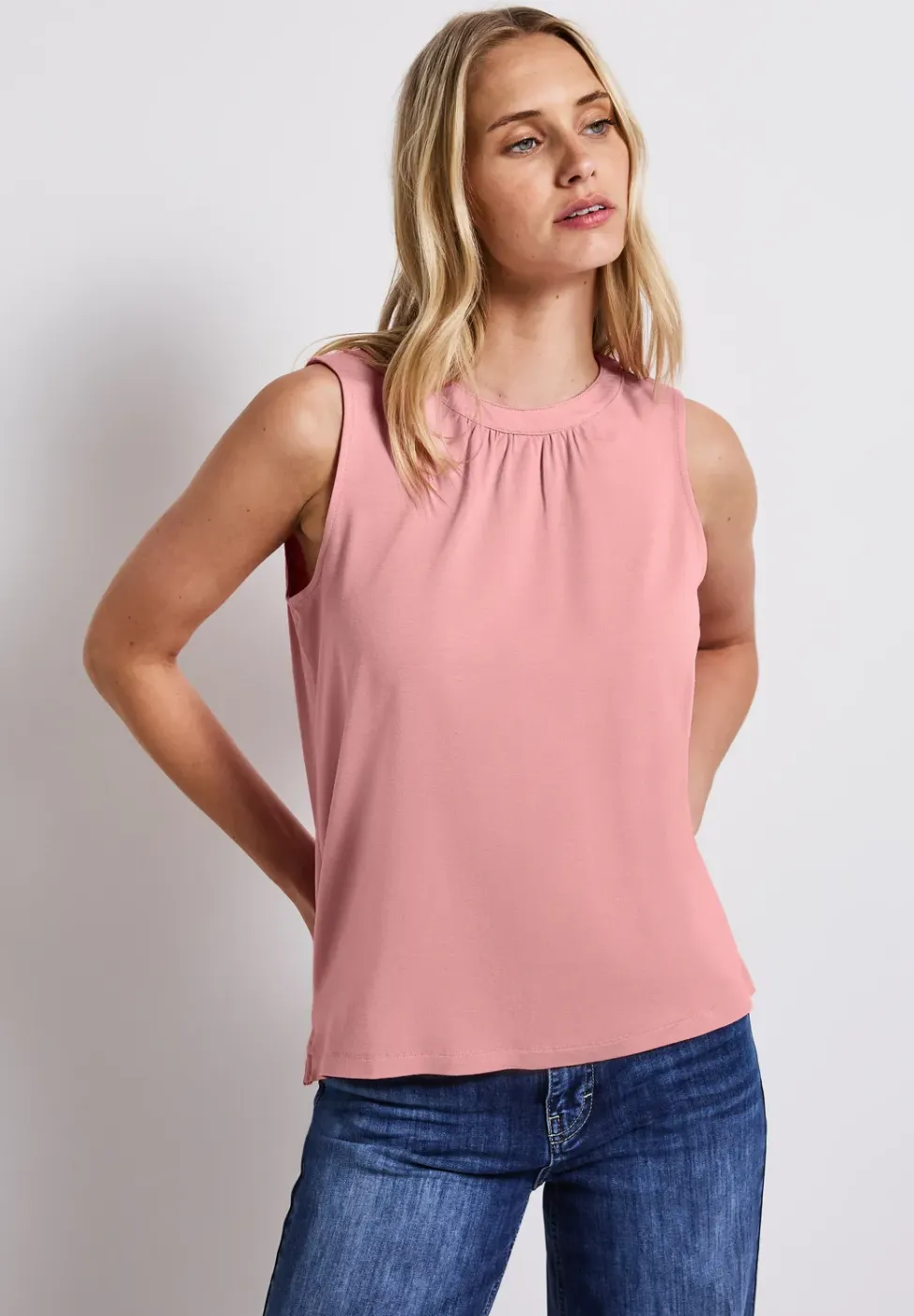 Jersey top met rimpels
