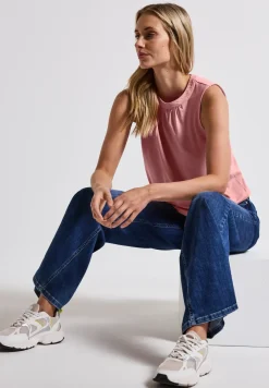 Jersey top met rimpels