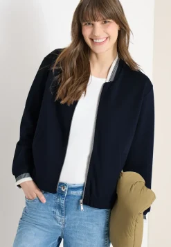 Jersey blouson met contrasterende knoopdetails