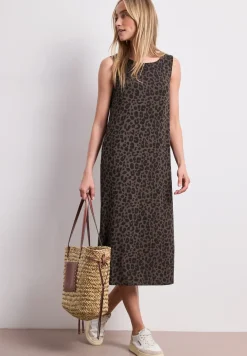 Jersey midi-jurk met leoprint