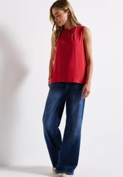 Jersey top met rimpels
