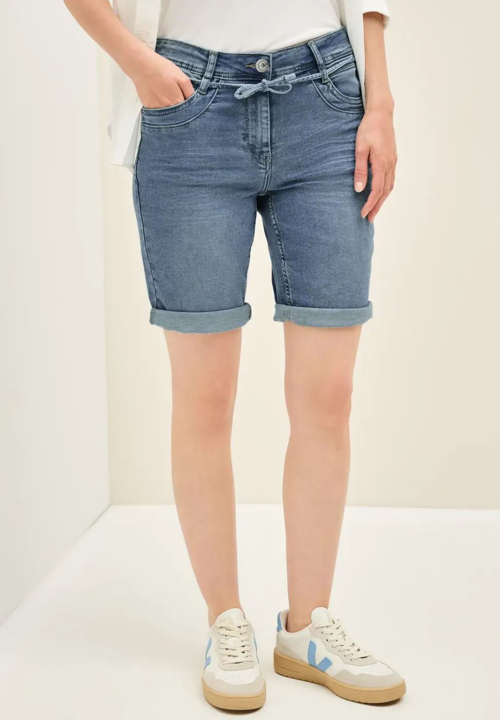 Jogg shorts in een denimlook