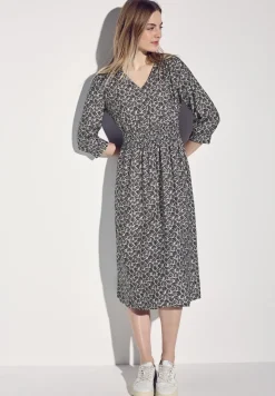 Jurk met print en smokdetail