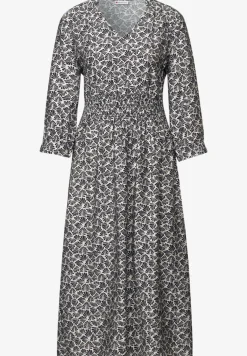 Jurk met print en smokdetail