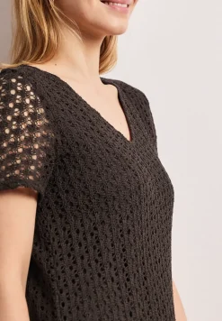 Kanten midi-jurk in effen kleur