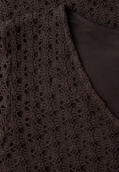Kanten midi-jurk in effen kleur