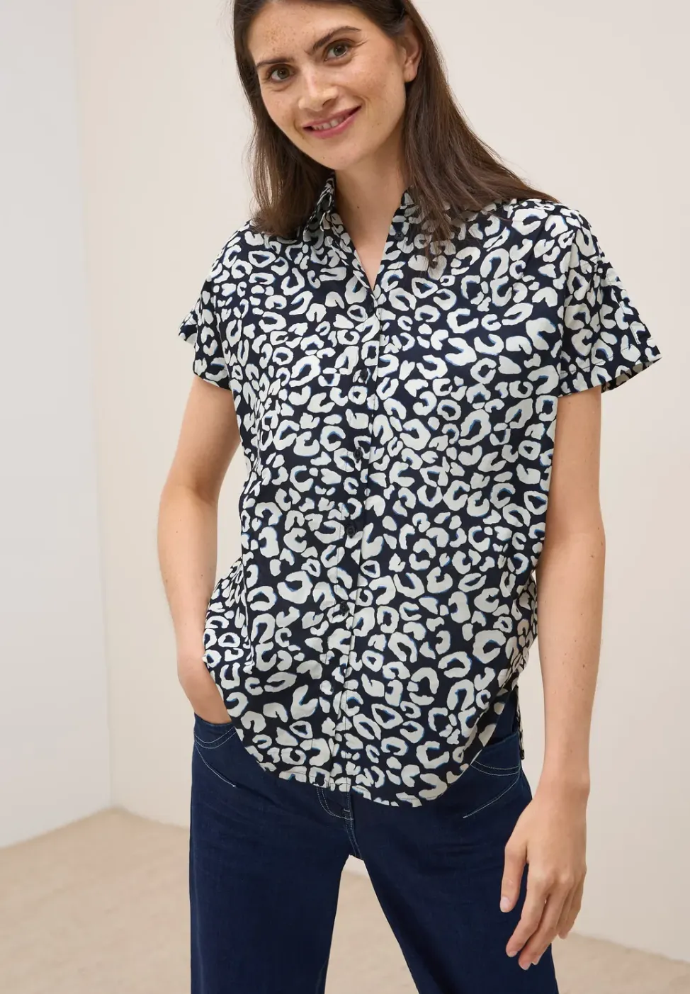Katoenen blouse met patroon