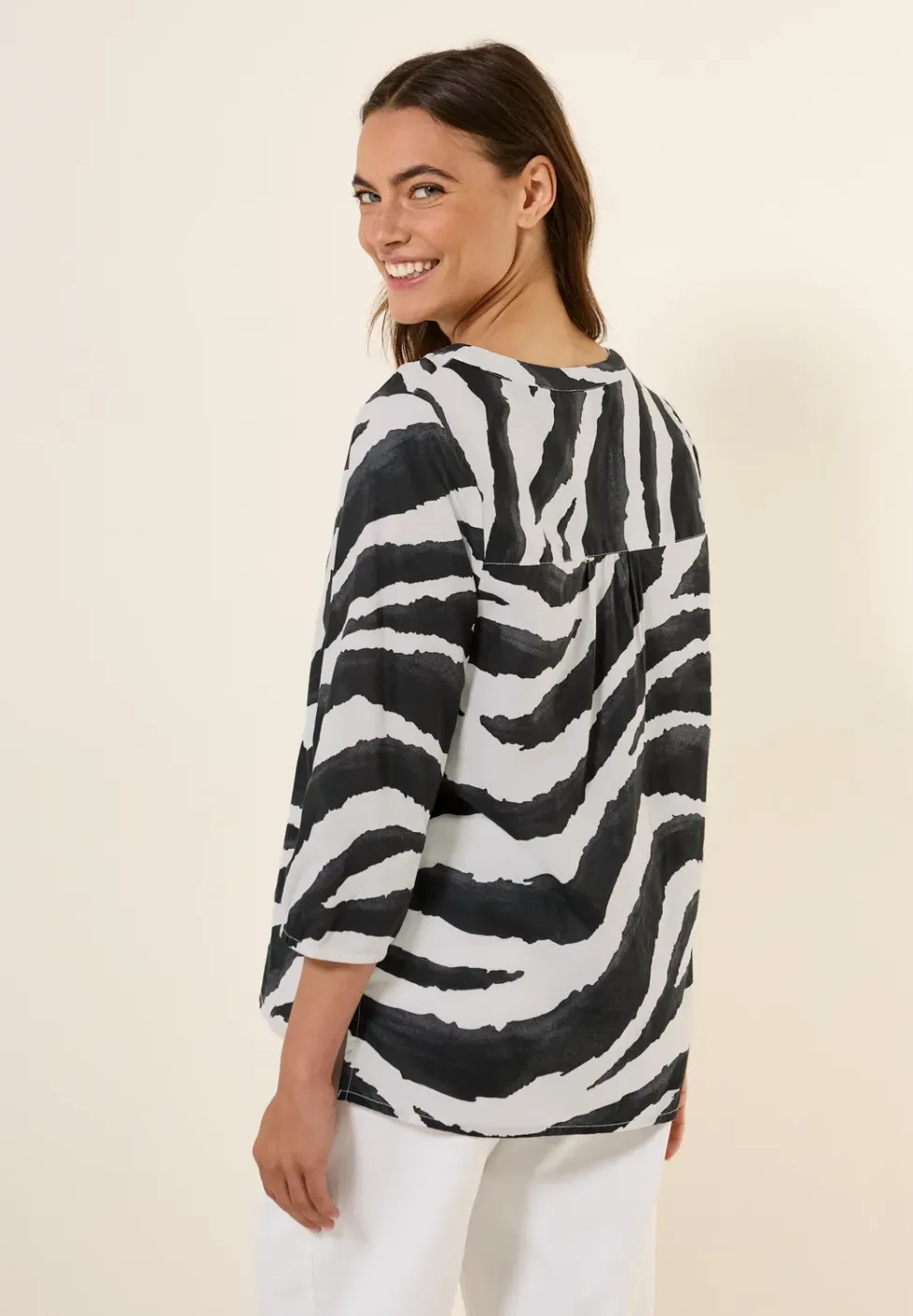Katoenen blouse met patroon
