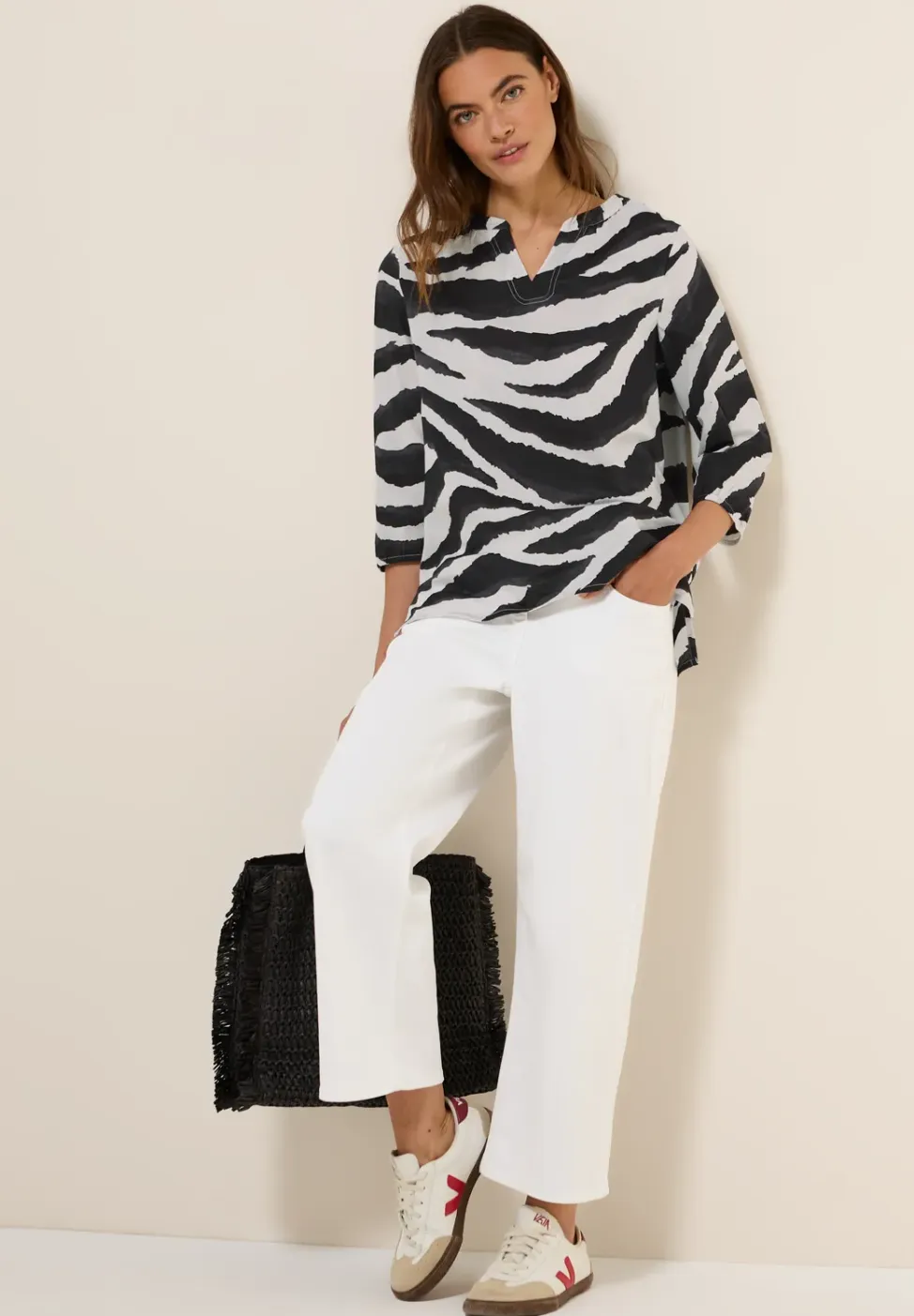 Katoenen blouse met patroon