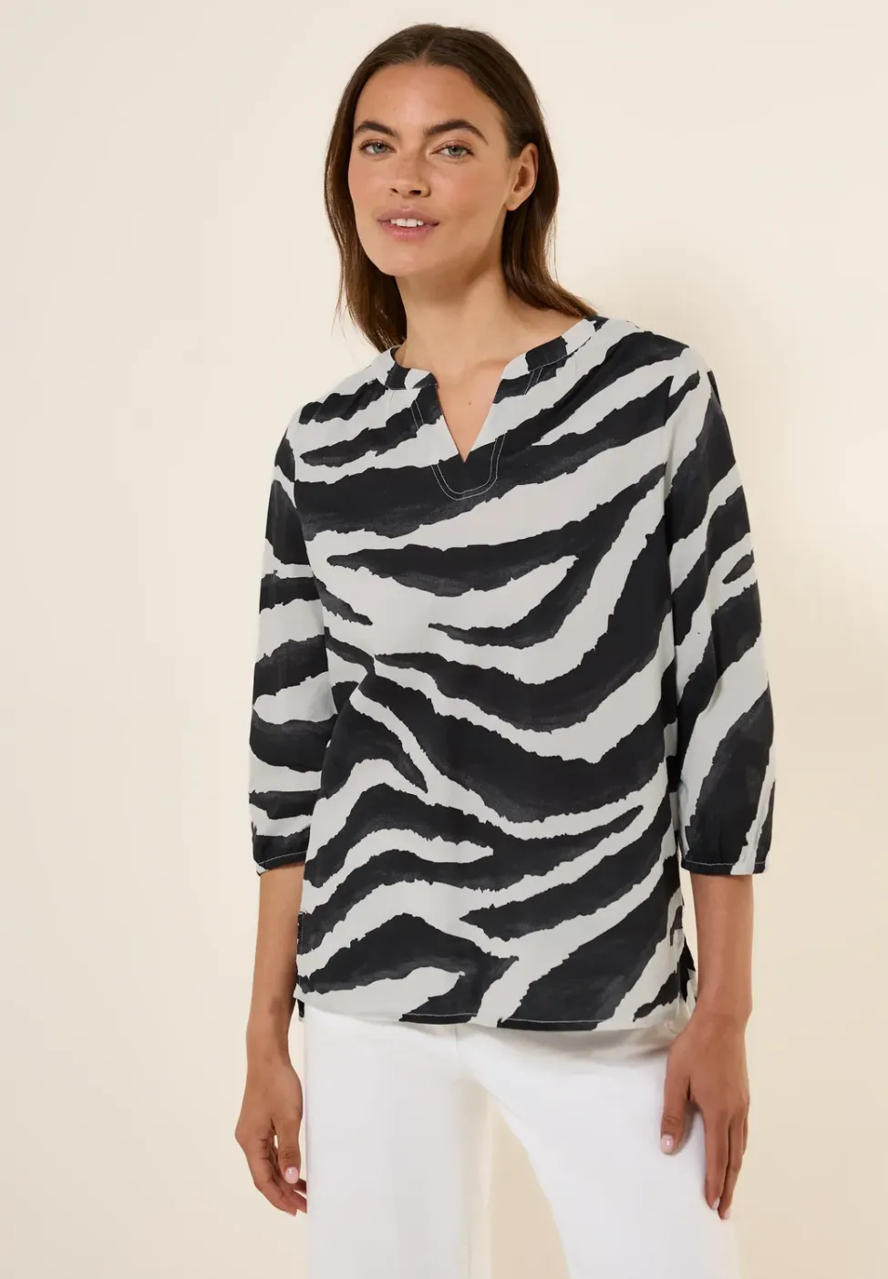 Katoenen blouse met patroon