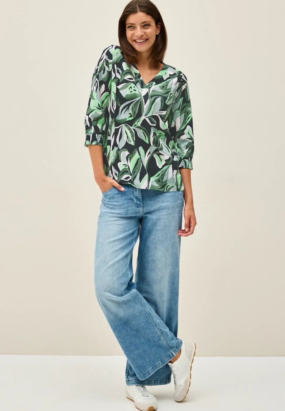 Katoenen blouse met patroon