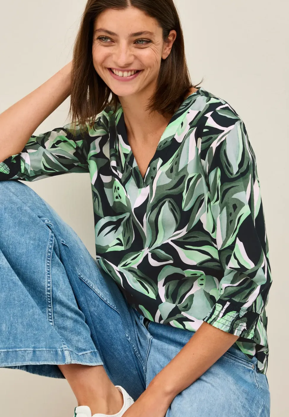 Katoenen blouse met patroon