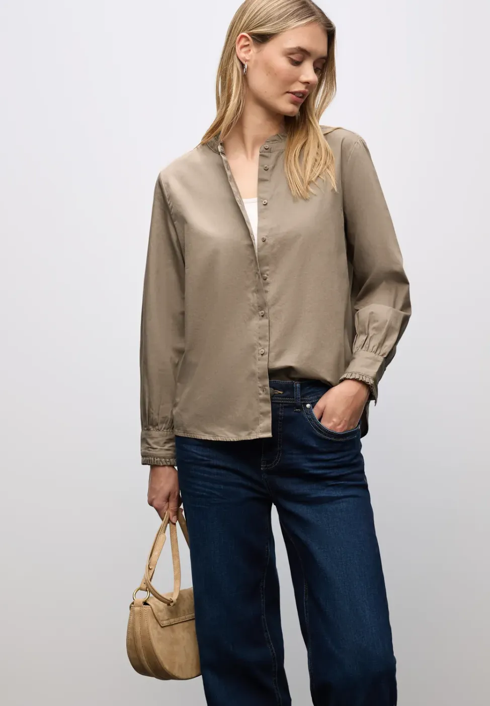 Katoenen blouse met ruches