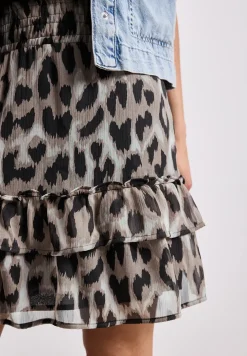 Knielange chiffonrok met print