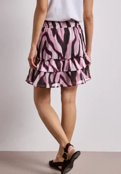 Knielange chiffonrok met print