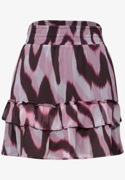Knielange chiffonrok met print