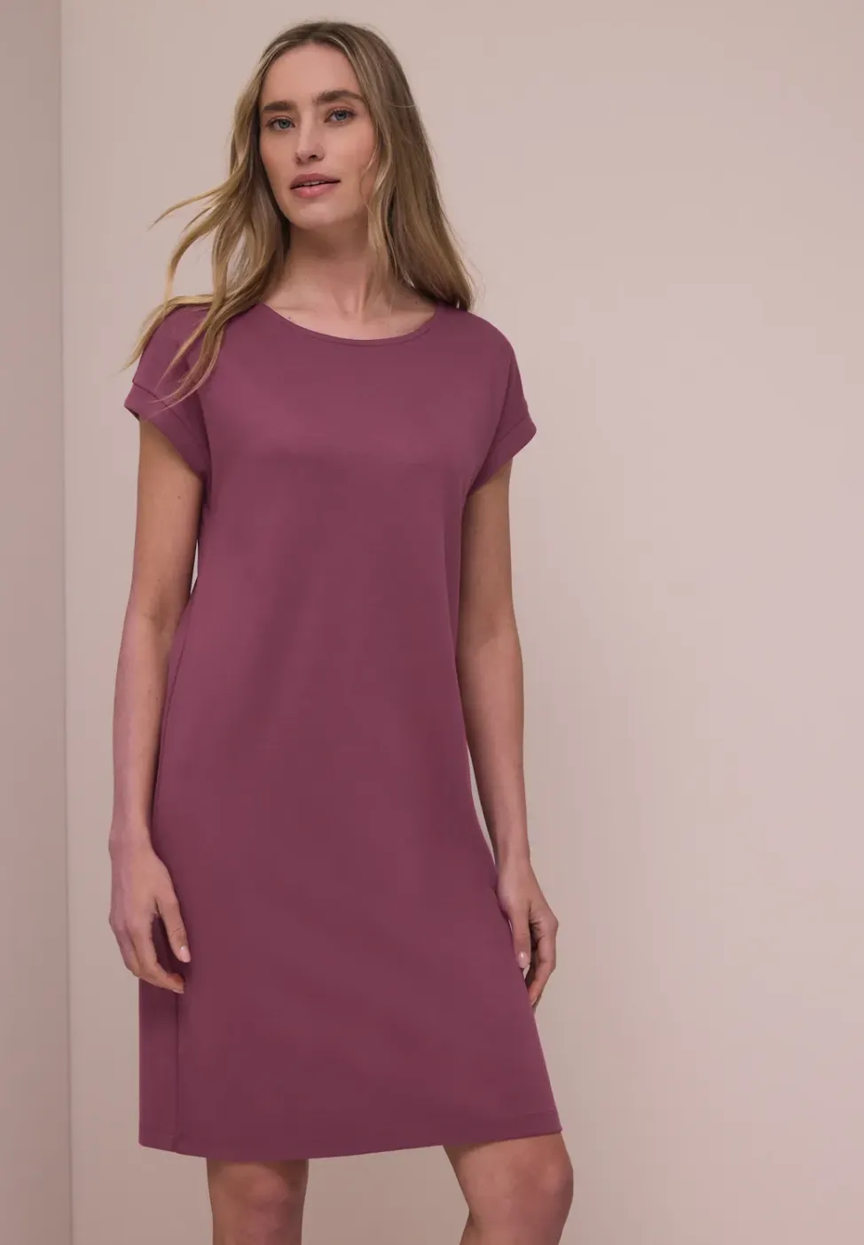 Knielange jersey jurk