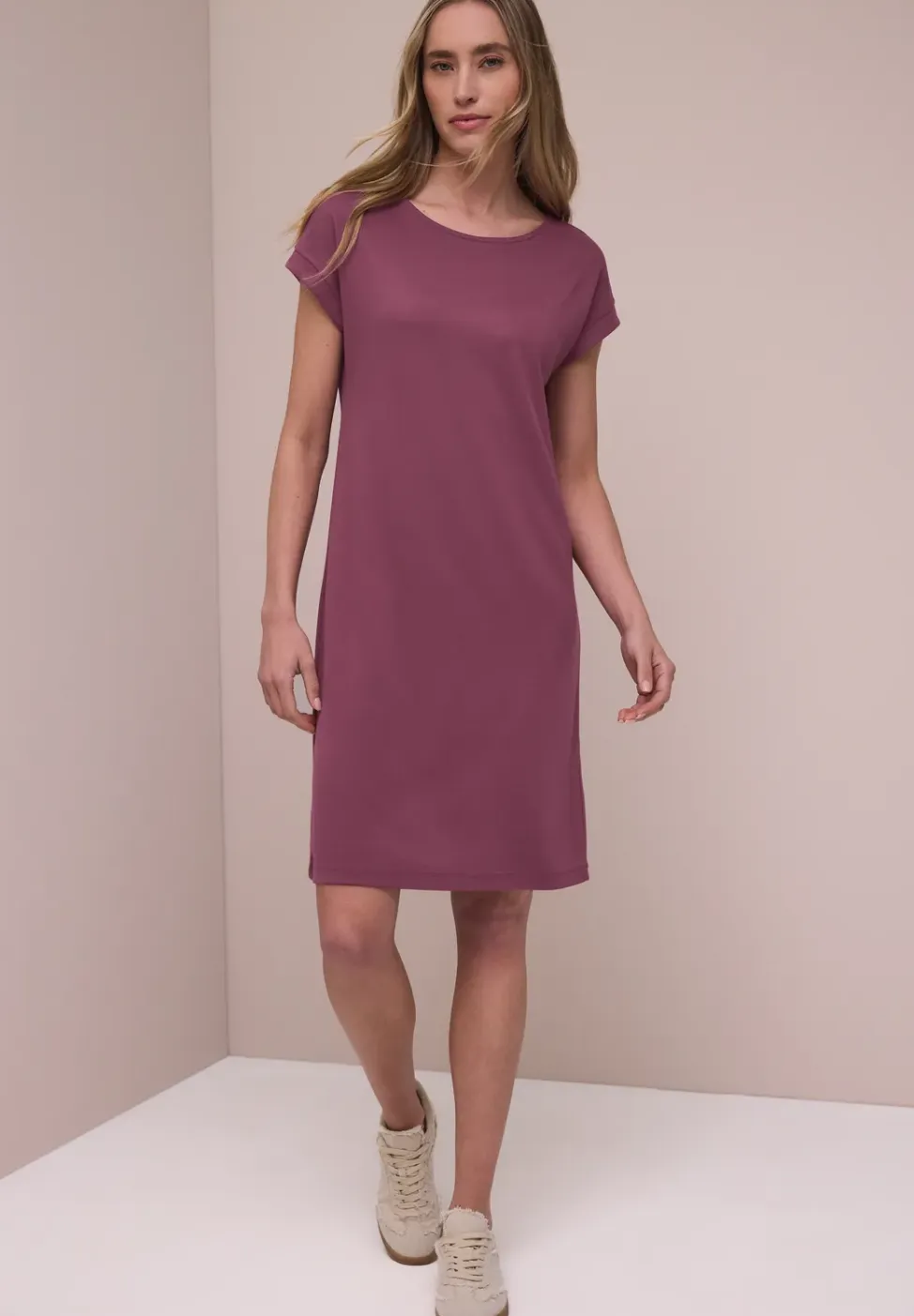 Knielange jersey jurk