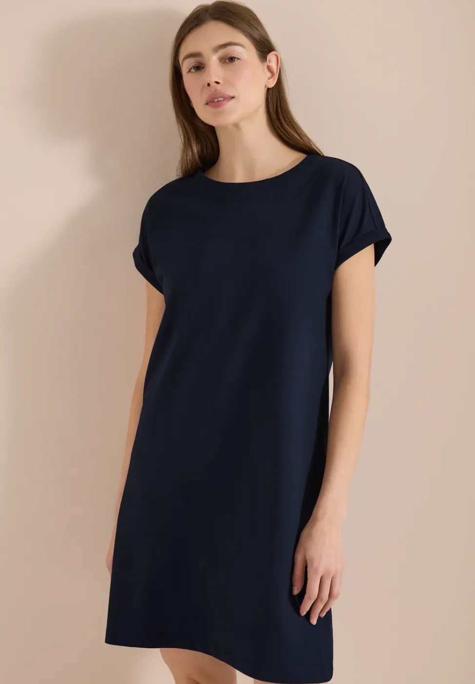 Knielange jersey jurk