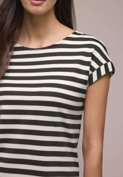 Knielange jersey jurk met strepen