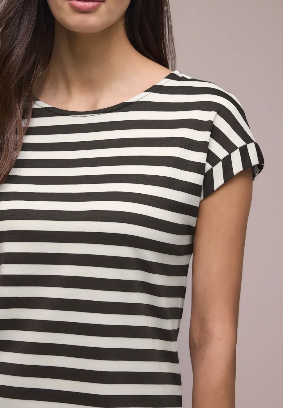 Knielange jersey jurk met strepen