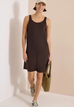 Knielange jurk met knoopdetail