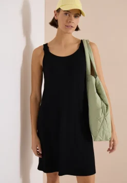 Knielange jurk met knoopdetail