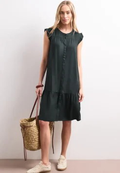 Knielange jurk met knoopsluiting