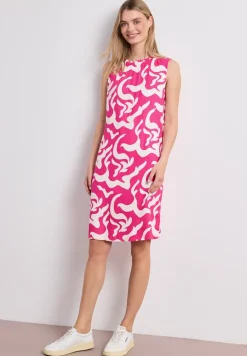 Knielange jurk met ronde hals en print