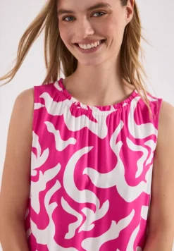 Knielange jurk met ronde hals en print