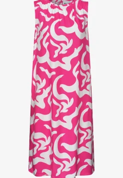 Knielange jurk met ronde hals en print