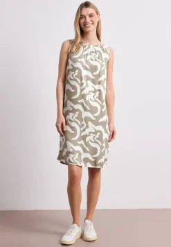 Knielange jurk met ronde hals en print