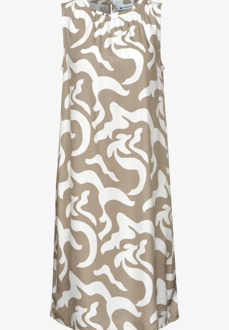 Knielange jurk met ronde hals en print